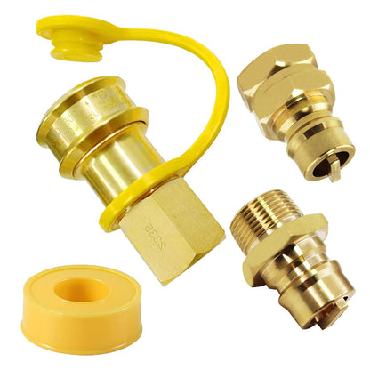 MENSI 3/4" Female and Male Solid Brass Dual Fuel Generator Natural Propane Hose Quick Connect Disconnect Fittings Convert for Pipe Natural Gas Supply for Generators 4PCS