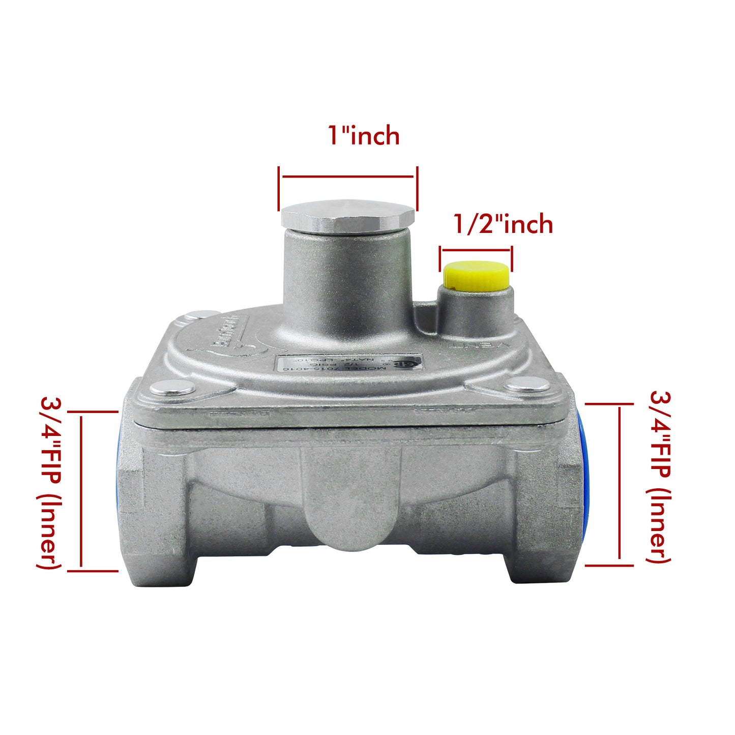 MENSI Natural Gas Pressure Regulator with 3/4" FNPT Thread, 1/2 PSIG Inlet Pressure and 4"-10" WC Outlet For Grill, Stove Range Pipe Lines
