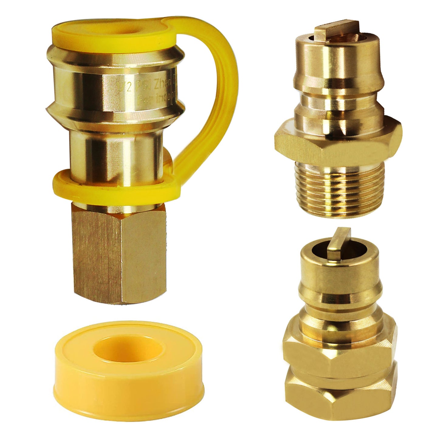MENSI 3/4" Female and Male Solid Brass Dual Fuel Generator Natural Propane Hose Quick Connect Disconnect Fittings Convert for Pipe Natural Gas Supply for Generators 4PCS
