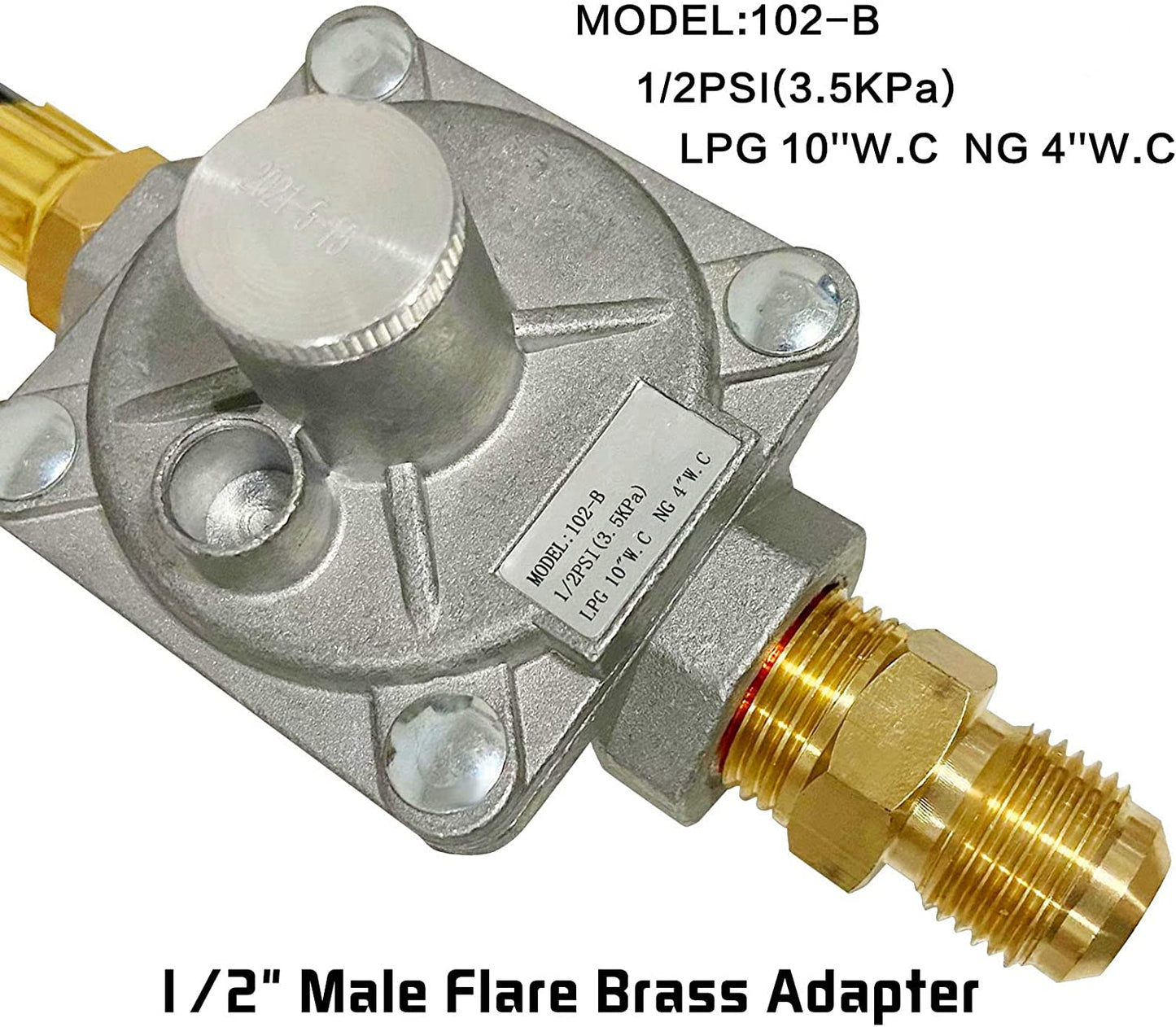 MENSI Replacement of 3030 CNG 4.0" & LP 10" for Kitchen-Aid 710-0003 Gas Grill Natural Gas Conversion Kit Regulator with Hose 1/2" Male Flare Fitting