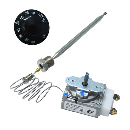 MENSI Minivolt Thermostat Control Replacement Of Robertshaw Model RX-2-24 Fits For ADCRAFT Parts Fits Gas Fryer with 0.315" Bulb x 3/8" NPT Nut and Knob Switch
