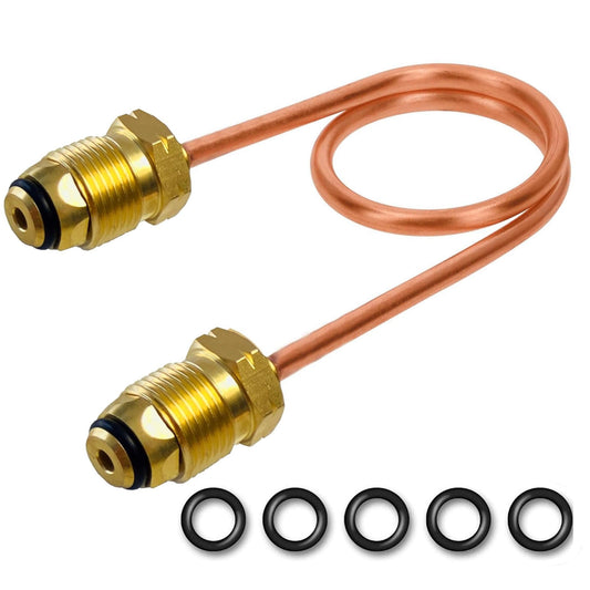 MENSI  Propane Regulator Copper Pigtail Tubing Hose POL x POL 15" Long for High Pressure Regulator and Propane Tank Connection, with 5 Pieces of Backup O-Ring