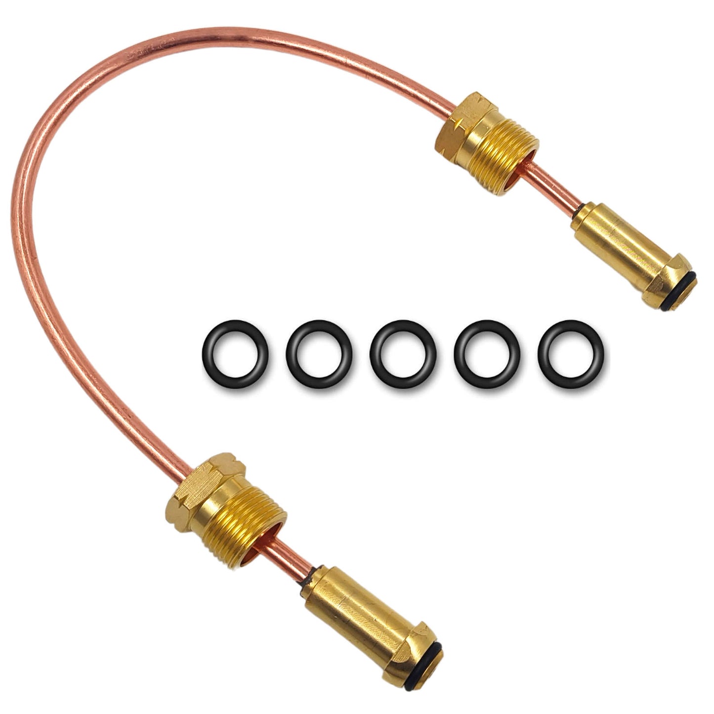 MENSI  Propane Regulator Copper Pigtail Tubing Hose POL x POL 15" Long for High Pressure Regulator and Propane Tank Connection, with 5 Pieces of Backup O-Ring