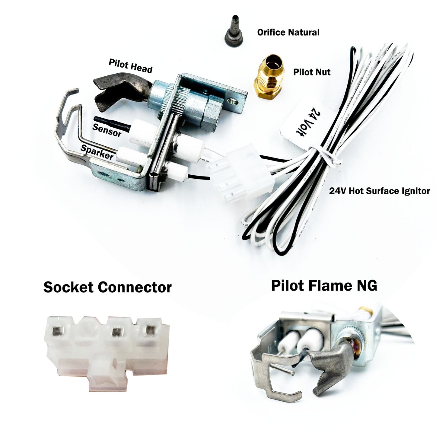MENSI Q3450, Q3453 and Q3480 SmartValve System Pilot Burner Assembly Replacement for Honeywell Model Q3450C1185 Pilot Lights