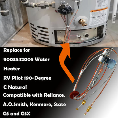 MENSI 9003542 Repair Parts 9003542 Pilot Assembly Replacement for Natural Gas Water Heater, Compatible with Reliance, A.O.Smith, Kenmore, State GS and GSX,Replaces 100109295,9003542005