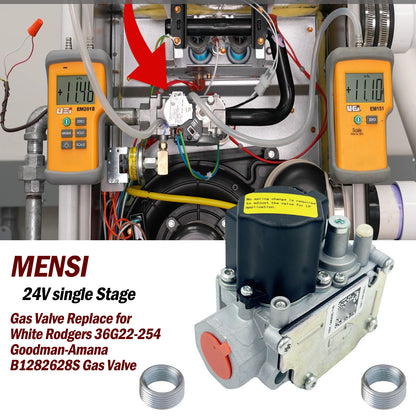 MENSI Gas Single Stage Main Valve Replace for White Rodgers 36G22-254 Gas Heating Furnace Valve, Part for Goodman PN No. 0151M00013 B1282628S B12826-28 B1282614 B12826-14 36G22Y-202 VR8215S121