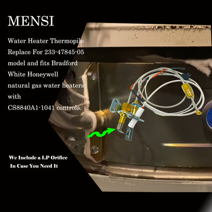 MENSI Water Heater Pilot Burner Assembly Fit for Bradford White,17/26 Honeywell CS8840A1-1041,Replace for 415-47845-05, 233-47845-02A, 233-47845-03, and Rheem Replacement Kit
