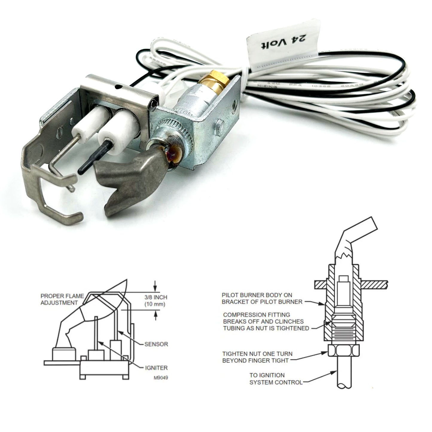 MENSI Q3450, Q3453 and Q3480 SmartValve System Pilot Burner Assembly Replacement for Honeywell Model Q3450C1185 Pilot Lights