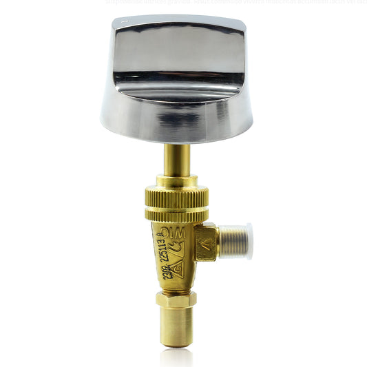 MENSI Propane Natural Brass Hotel Commercial Kitchen Gas Control Valve 0.047" Orfice with Chromed Steel Control Knob Stem Length 1.4"