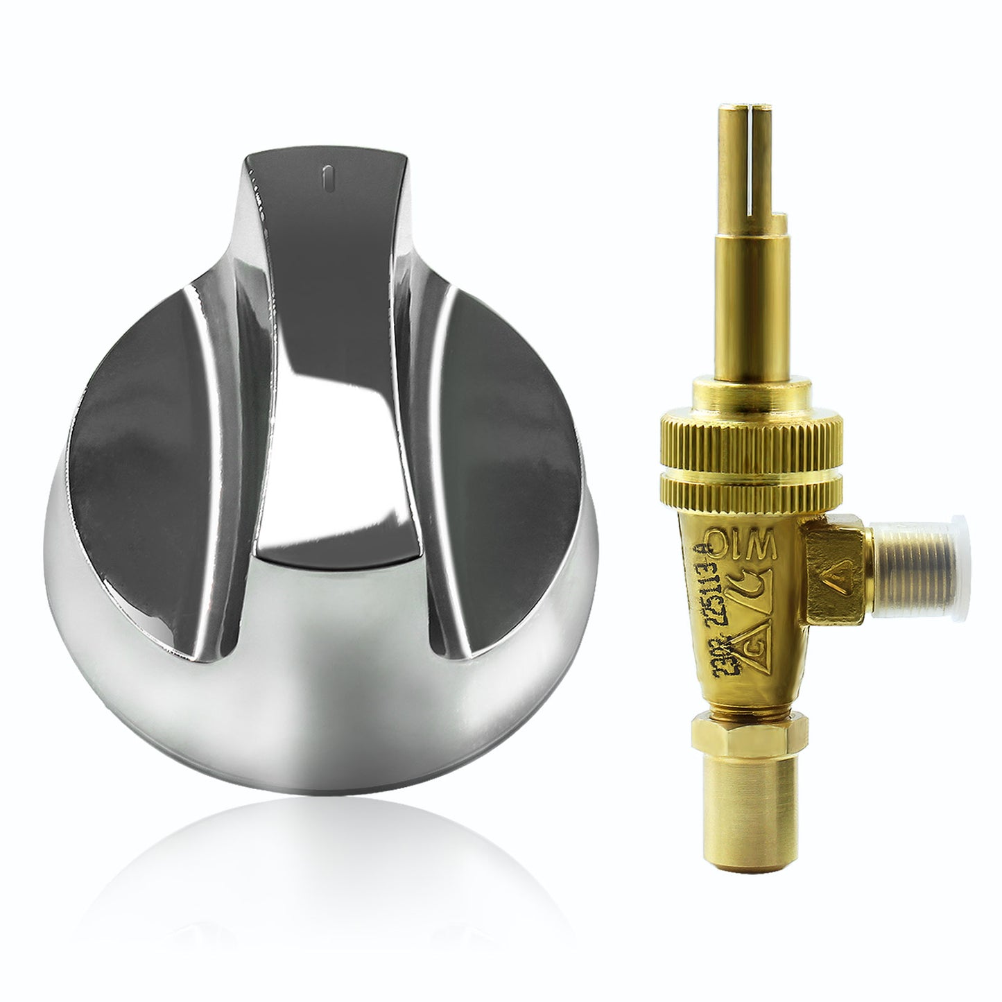 MENSI Propane Natural Brass Hotel Commercial Kitchen Gas Control Valve 0.047" Orfice with Chromed Steel Control Knob Stem Length 1.4"