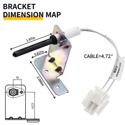MENSI 80Volt Hot Surface Rod Ignitor with Installation Bracket and Screws Replacement of 768A 815 80V, Silicon Nitride